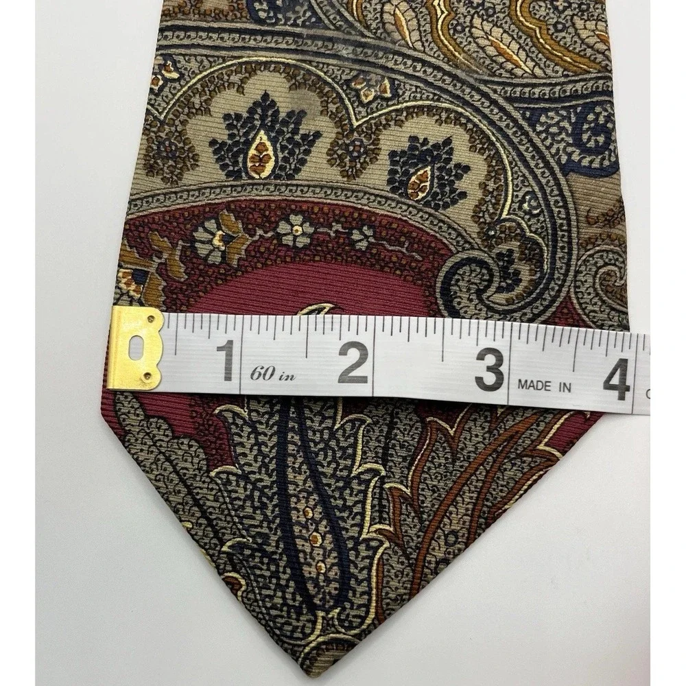 Vtg ROBERT TALBOTT Best of Class USA Silk Necktie Designer Paisley Gold